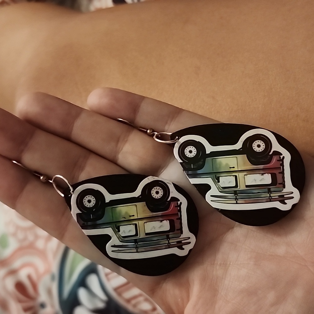 (61) Colorful Car Drop Earrings